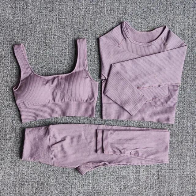 Yoga Set Seamless Women's Sportswear Workout Clothes Athletic Wear Gym Legging Fitness Bra Crop Top Long Sleeve Sports Suits by Vimost Shop