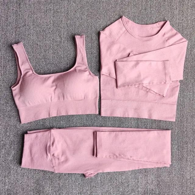 Yoga Set Seamless Women's Sportswear Workout Clothes Athletic Wear Gym Legging Fitness Bra Crop Top Long Sleeve Sports Suits by Vimost Shop