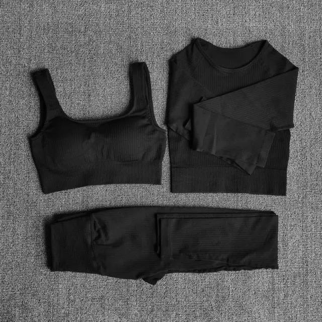 Yoga Set Seamless Women's Sportswear Workout Clothes Athletic Wear Gym Legging Fitness Bra Crop Top Long Sleeve Sports Suits by Vimost Shop