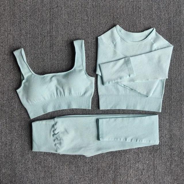 Yoga Set Seamless Women's Sportswear Workout Clothes Athletic Wear Gym Legging Fitness Bra Crop Top Long Sleeve Sports Suits by Vimost Shop