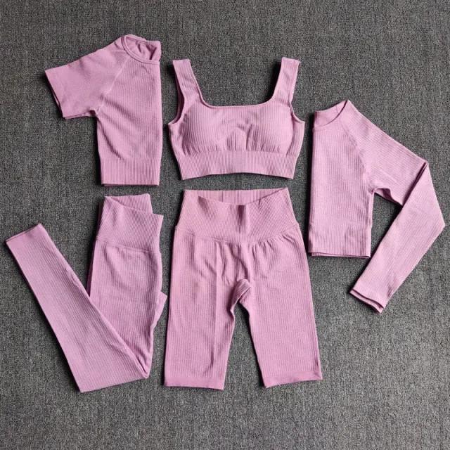 Yoga Set Seamless Women's Sportswear Workout Clothes Athletic Wear Gym Legging Fitness Bra Crop Top Long Sleeve Sports Suits by Vimost Shop