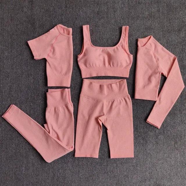 Yoga Set Seamless Women's Sportswear Workout Clothes Athletic Wear Gym Legging Fitness Bra Crop Top Long Sleeve Sports Suits by Vimost Shop