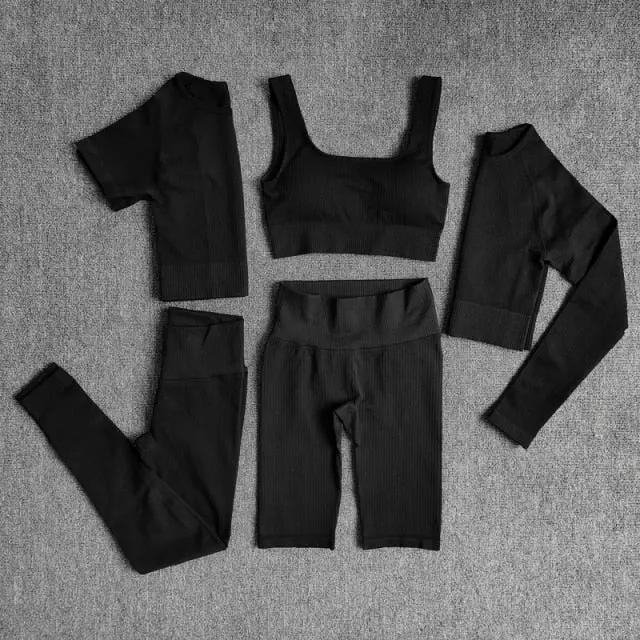Yoga Set Seamless Women's Sportswear Workout Clothes Athletic Wear Gym Legging Fitness Bra Crop Top Long Sleeve Sports Suits by Vimost Shop