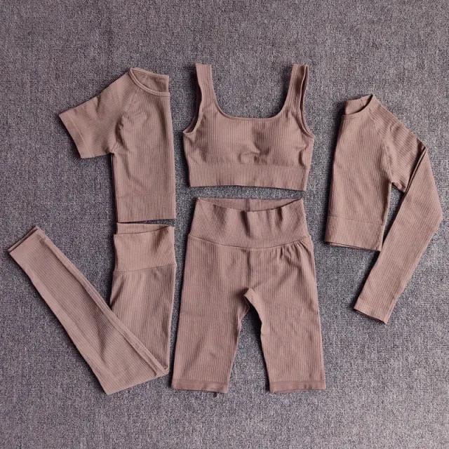 Yoga Set Seamless Women's Sportswear Workout Clothes Athletic Wear Gym Legging Fitness Bra Crop Top Long Sleeve Sports Suits by Vimost Shop