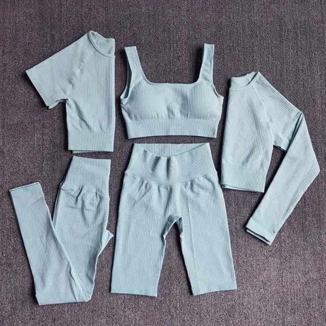 Yoga Set Seamless Women's Sportswear Workout Clothes Athletic Wear Gym Legging Fitness Bra Crop Top Long Sleeve Sports Suits by Vimost Shop