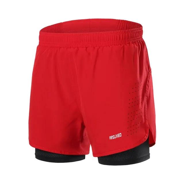 Men Running Shorts Outdoor Sports Training Exercise Jogging Gym Fitness 2 in 1 Shorts with Longer Liner Quick dry by Vimost Shop