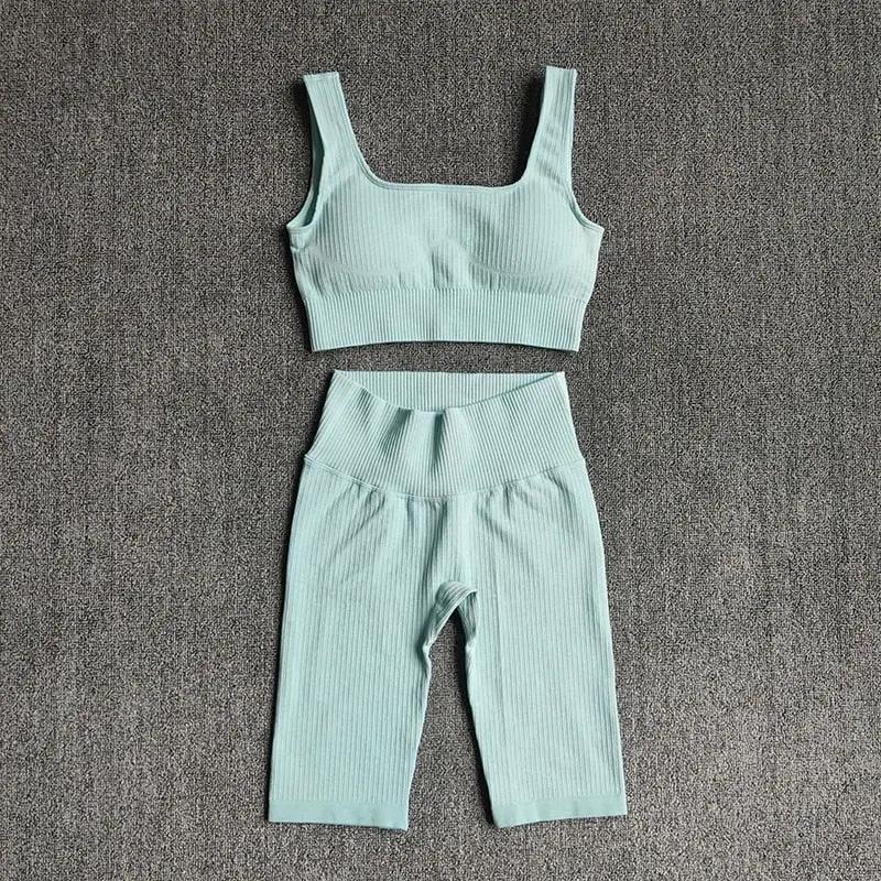 Seamless Women Yoga Set Sports Bra Sports Shorts Fitness Wear Outfit 2 Piece Gym Yoga Sets Workout Suits by Vimost Shop