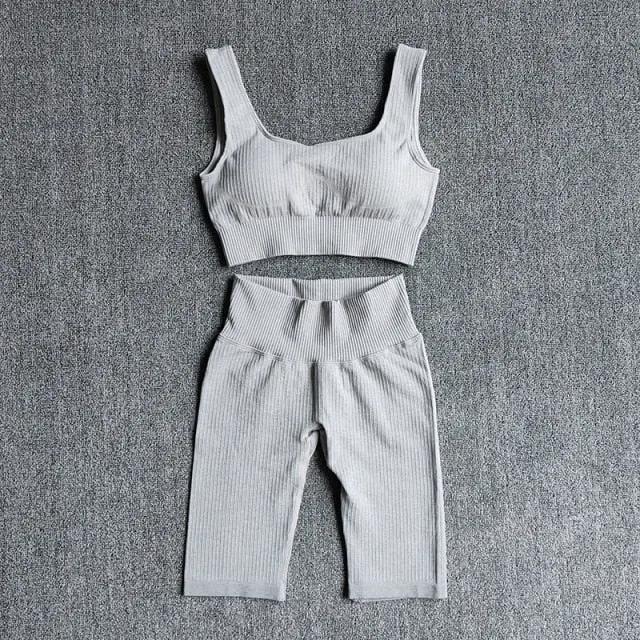 Seamless Women Yoga Set Sports Bra Sports Shorts Fitness Wear Outfit 2 Piece Gym Yoga Sets Workout Suits by Vimost Shop