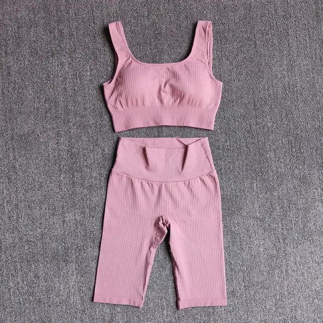 Seamless Women Yoga Set Sports Bra Sports Shorts Fitness Wear Outfit 2 Piece Gym Yoga Sets Workout Suits by Vimost Shop