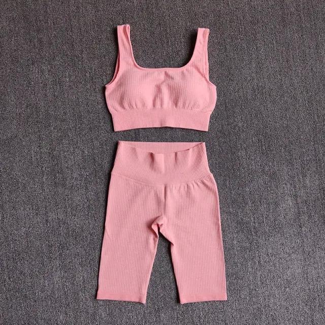 Seamless Women Yoga Set Sports Bra Sports Shorts Fitness Wear Outfit 2 Piece Gym Yoga Sets Workout Suits by Vimost Shop