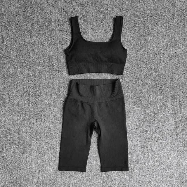 Seamless Women Yoga Set Sports Bra Sports Shorts Fitness Wear Outfit 2 Piece Gym Yoga Sets Workout Suits by Vimost Shop