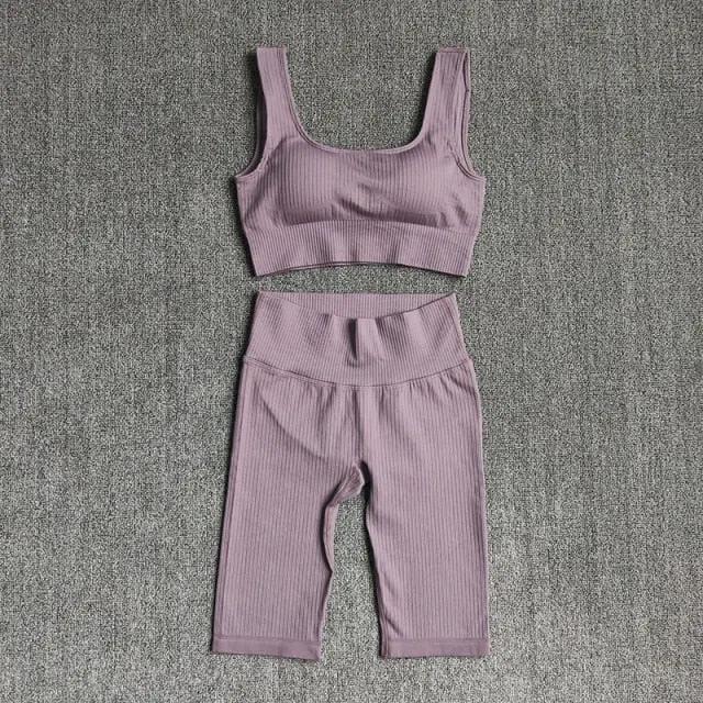 Seamless Women Yoga Set Sports Bra Sports Shorts Fitness Wear Outfit 2 Piece Gym Yoga Sets Workout Suits by Vimost Shop