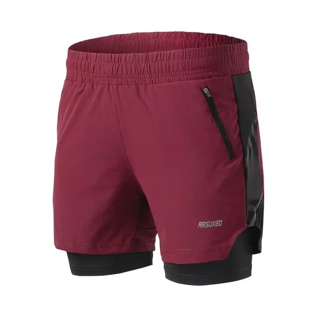 Running Shorts 2 in 1 Quick Dry Athletic Training Exercise Jogging Sports Gym Shorts With Zipper Pocket by Vimost Shop