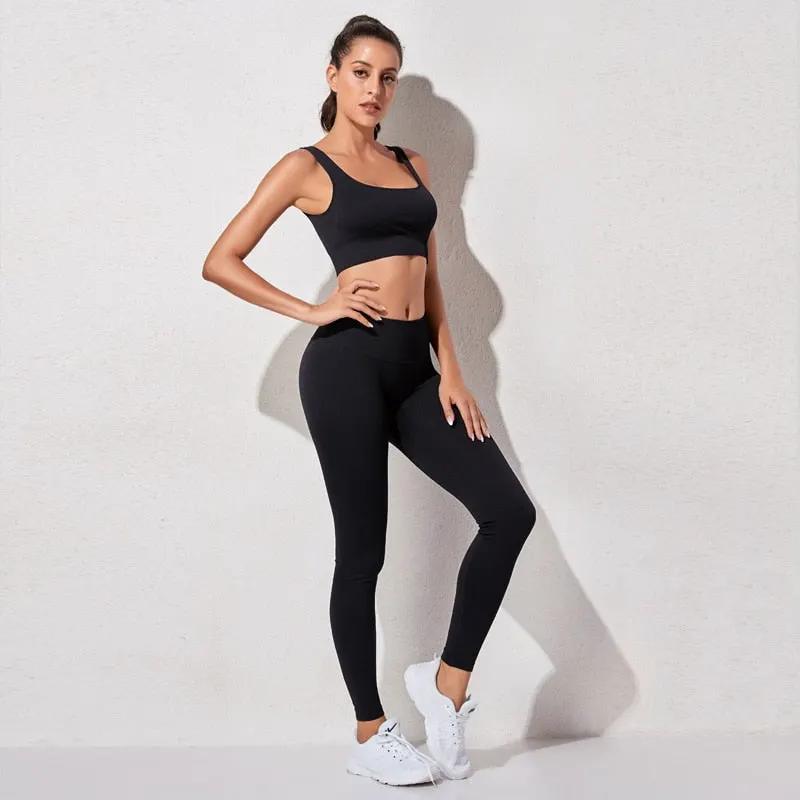 Seamless Yoga Suits Women Crop Top Short Sleeve Shirts Sport Pants Gym Leggings Sportswear Workout Active Set Fitness Clothes by Vimost Shop