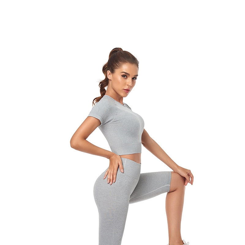 Women Yoga Shirts Short Sleeve Crop Top Gym Tops Fitness Running Workout Sport T-Shirts Sports Wear by Vimost Shop