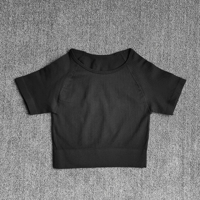 Women Yoga Shirts Short Sleeve Crop Top Gym Tops Fitness Running Workout Sport T-Shirts Sports Wear by Vimost Shop