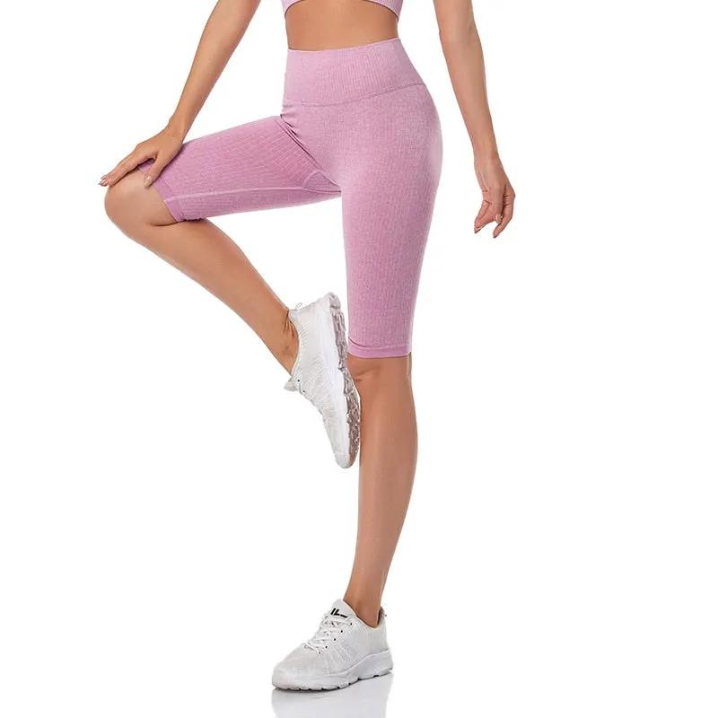 Seamless Fitness Women Yoga Shorts High Waist Workout Shorts Hip Push Up Yoga Running Shorts Sport Gym Leggings by Vimost Shop