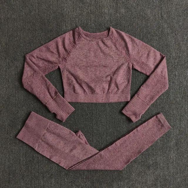 2/3/5PCS Seamless Women Yoga Set Workout Sportswear Gym Clothing Fitness Long Sleeve Crop Top High Waist Leggings Sports Suits by Vimost Shop