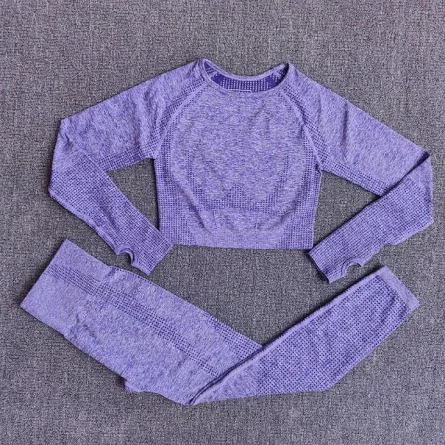 2/3/5PCS Seamless Women Yoga Set Workout Sportswear Gym Clothing Fitness Long Sleeve Crop Top High Waist Leggings Sports Suits by Vimost Shop