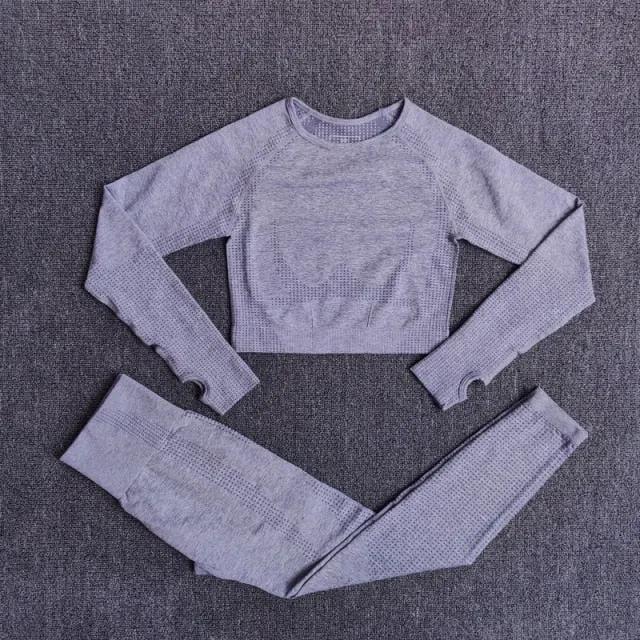 2/3/5PCS Seamless Women Yoga Set Workout Sportswear Gym Clothing Fitness Long Sleeve Crop Top High Waist Leggings Sports Suits by Vimost Shop