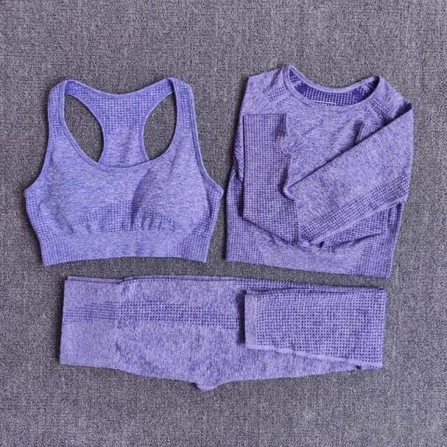 2/3/5PCS Seamless Women Yoga Set Workout Sportswear Gym Clothing Fitness Long Sleeve Crop Top High Waist Leggings Sports Suits by Vimost Shop