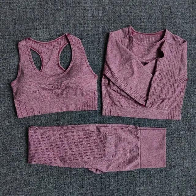 2/3/5PCS Seamless Women Yoga Set Workout Sportswear Gym Clothing Fitness Long Sleeve Crop Top High Waist Leggings Sports Suits by Vimost Shop