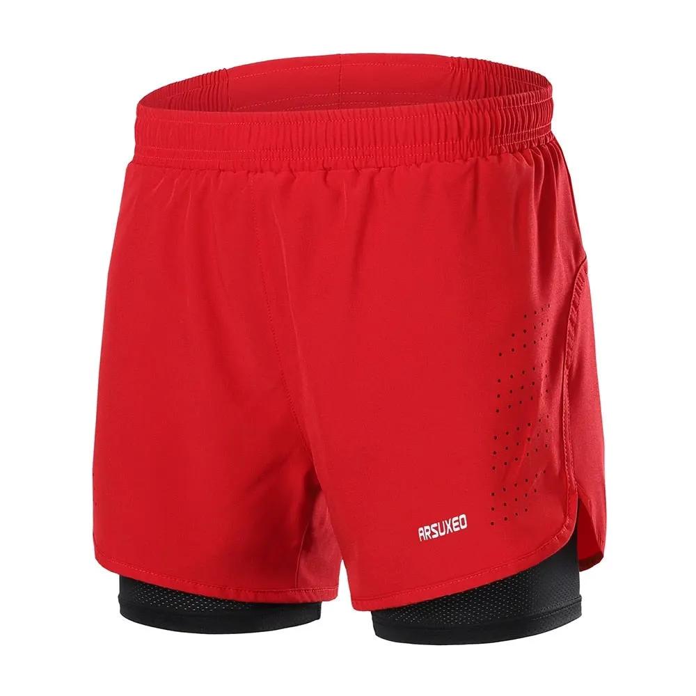 Men Running Shorts Outdoor Sports Training Exercise Jogging Gym Fitness 2 in 1 Shorts with Longer Liner Quick dry by Vimost Shop