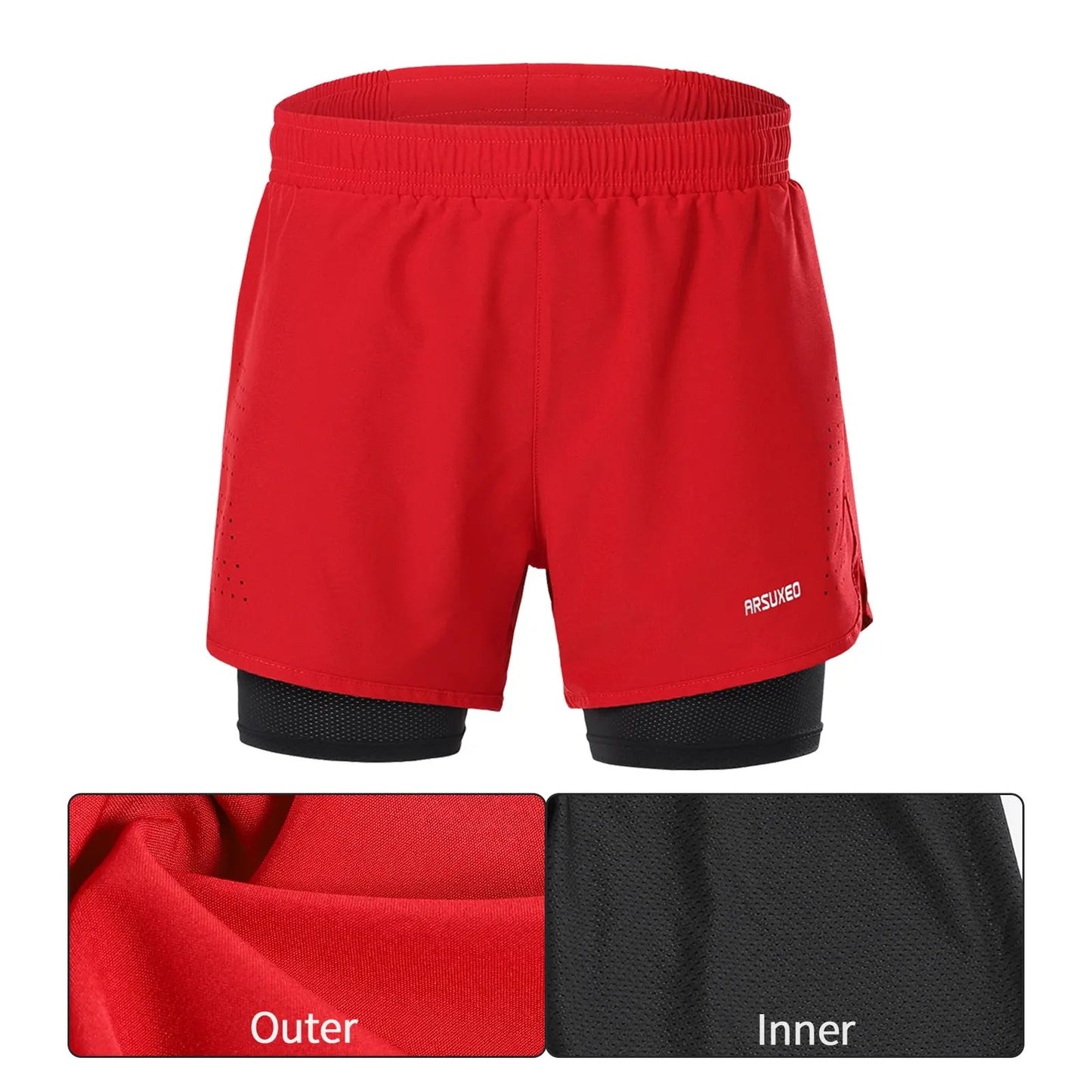 Men Running Shorts Outdoor Sports Training Exercise Jogging Gym Fitness 2 in 1 Shorts with Longer Liner Quick dry by Vimost Shop