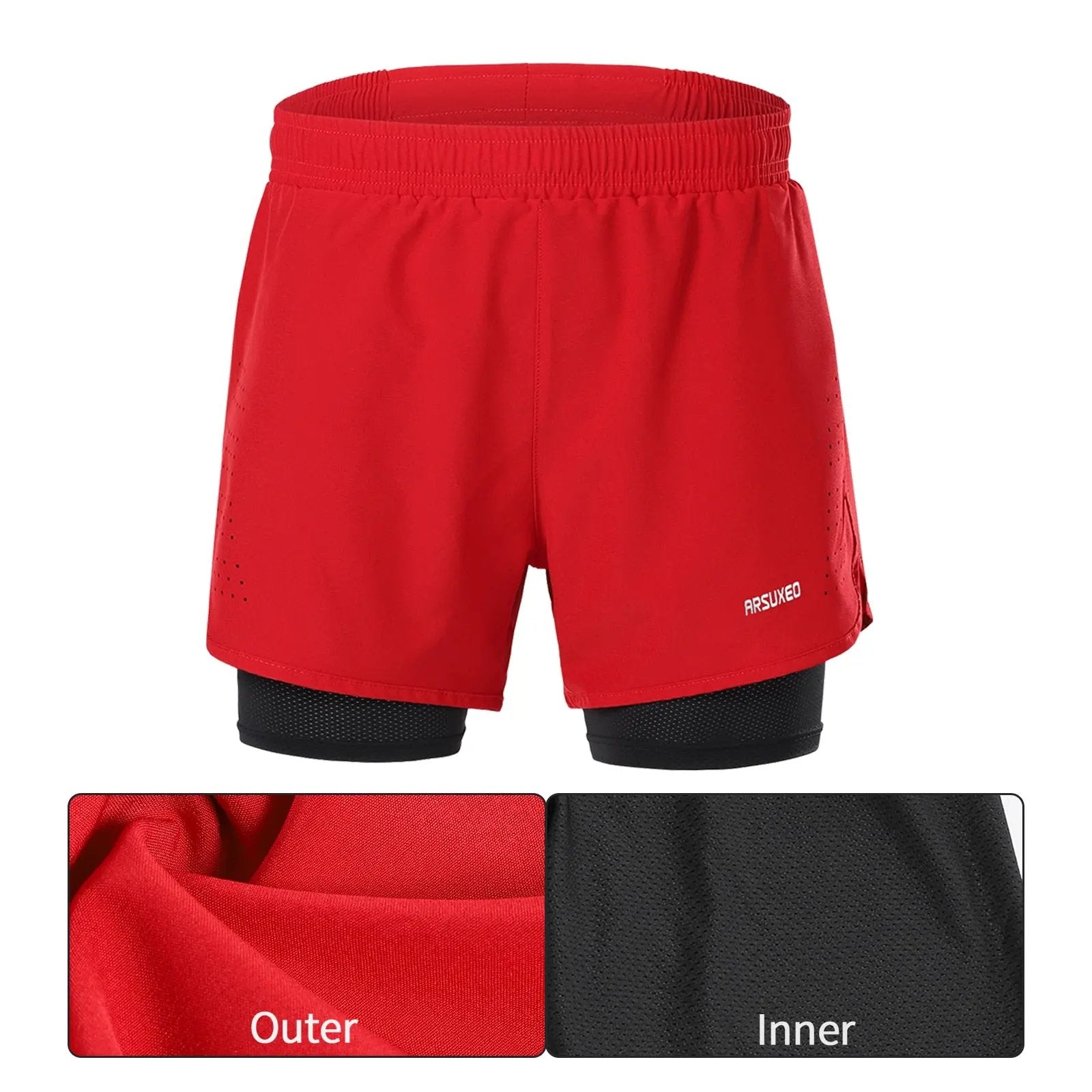 Men Running Shorts Outdoor Sports Training Exercise Jogging Gym Fitness 2 in 1 Shorts with Longer Liner Quick dry by Vimost Shop