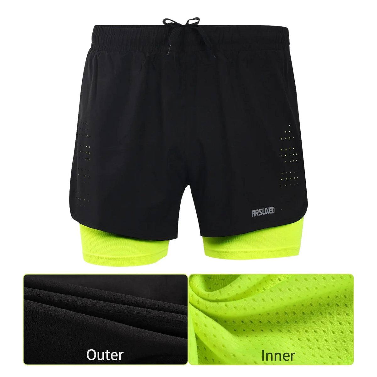 Men Running Shorts Outdoor Sports Training Exercise Jogging Gym Fitness 2 in 1 Shorts with Longer Liner Quick dry by Vimost Shop