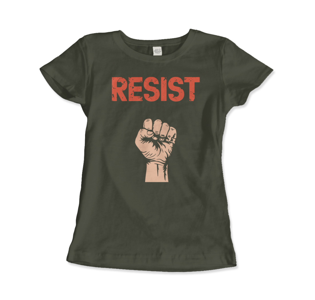 Resist Raised Fist with Distressed Design t-shirt by Art-O-Rama Shop