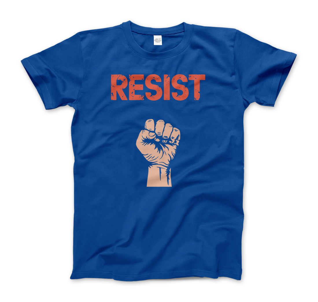 Resist Raised Fist with Distressed Design t-shirt by Art-O-Rama Shop