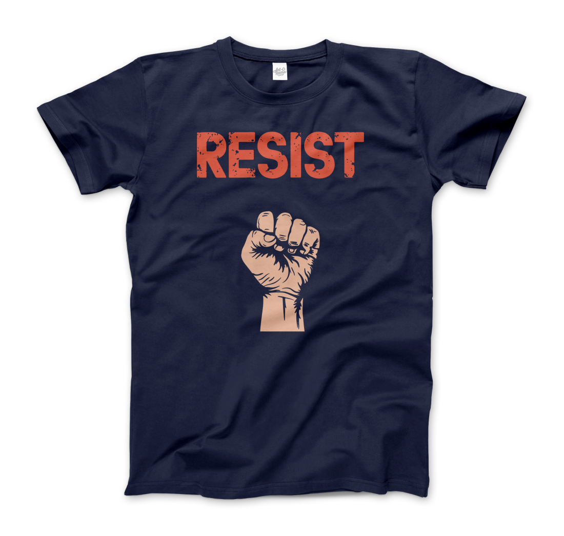 Resist Raised Fist with Distressed Design t-shirt by Art-O-Rama Shop