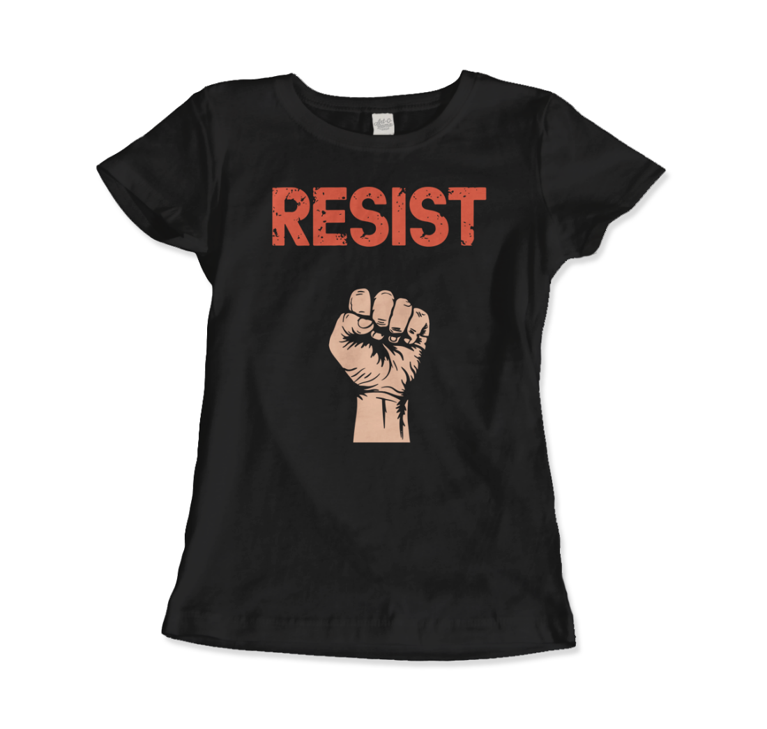 Resist Raised Fist with Distressed Design t-shirt by Art-O-Rama Shop