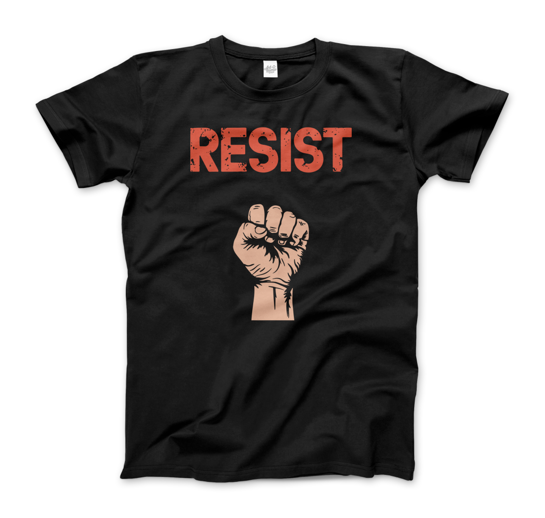 Resist Raised Fist with Distressed Design t-shirt by Art-O-Rama Shop
