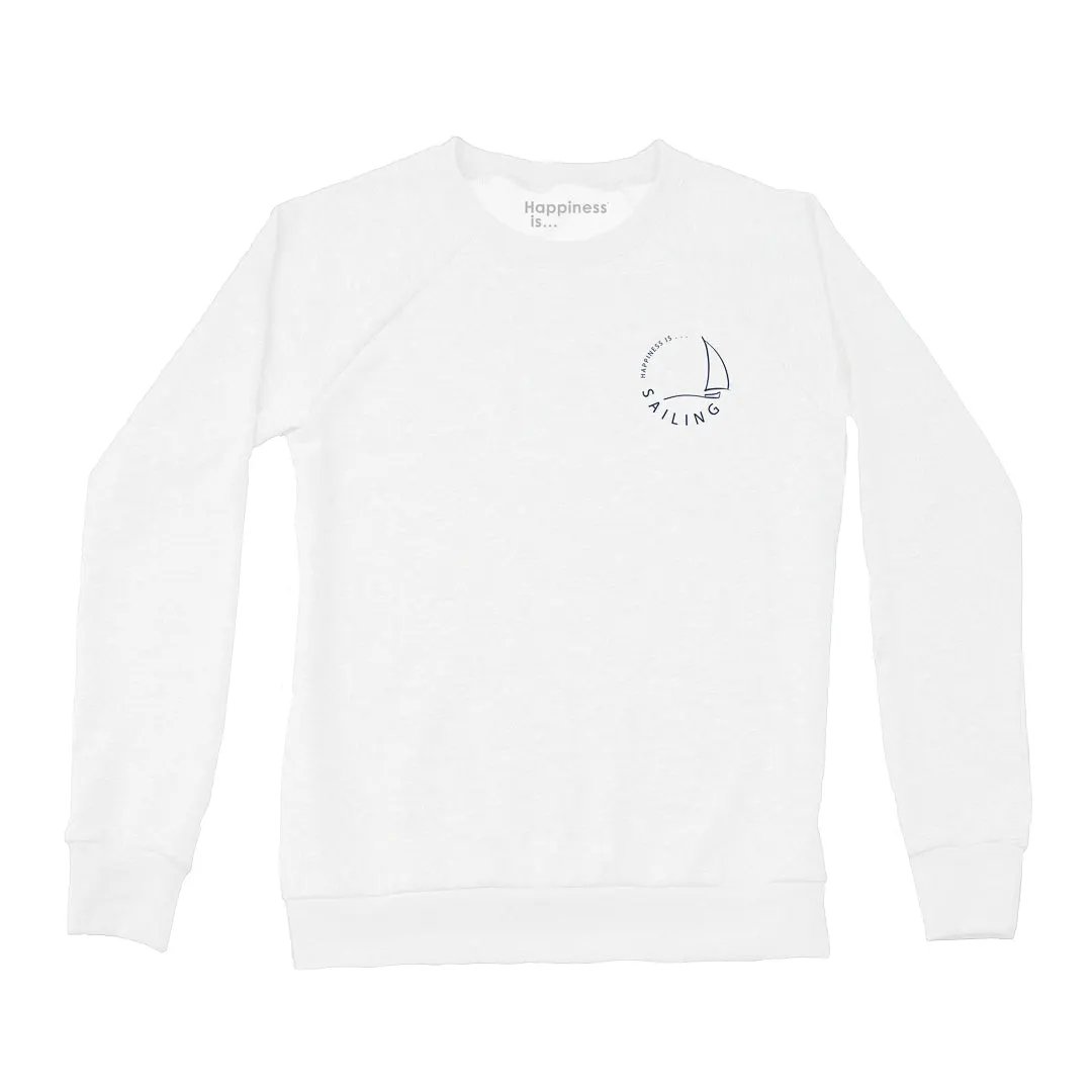 Women's Sailing Crew Sweatshirt Left Chest, White by Sailing Collection