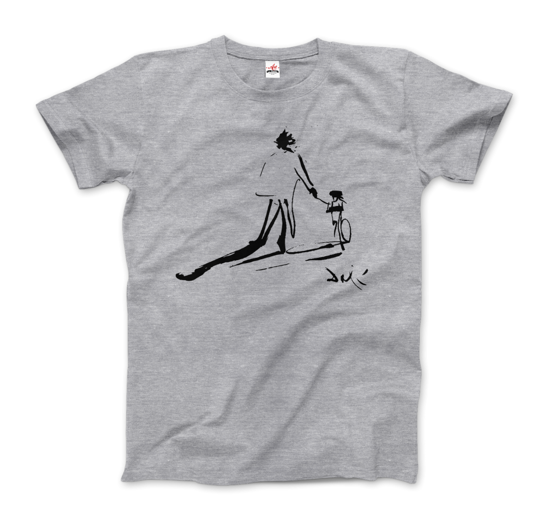 Salvador Dali Sketch, Childhood with Father Riding a Bike 1971 t-shirt by Art-O-Rama Shop