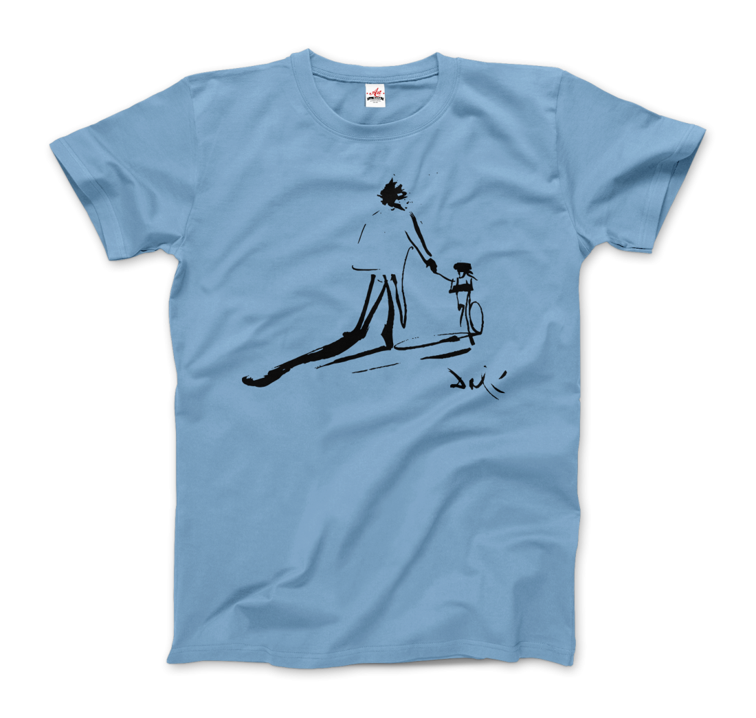 Salvador Dali Sketch, Childhood with Father Riding a Bike 1971 t-shirt by Art-O-Rama Shop