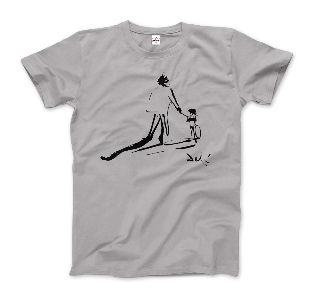 Salvador Dali Sketch, Childhood with Father Riding a Bike 1971 t-shirt by Art-O-Rama Shop