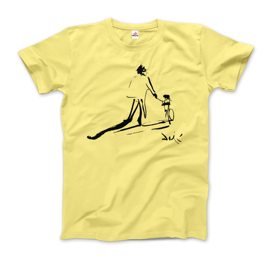 Salvador Dali Sketch, Childhood with Father Riding a Bike 1971 t-shirt by Art-O-Rama Shop