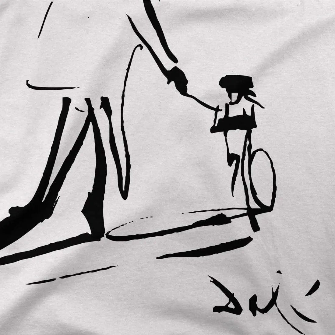 Salvador Dali Sketch, Childhood with Father Riding a Bike 1971 t-shirt by Art-O-Rama Shop