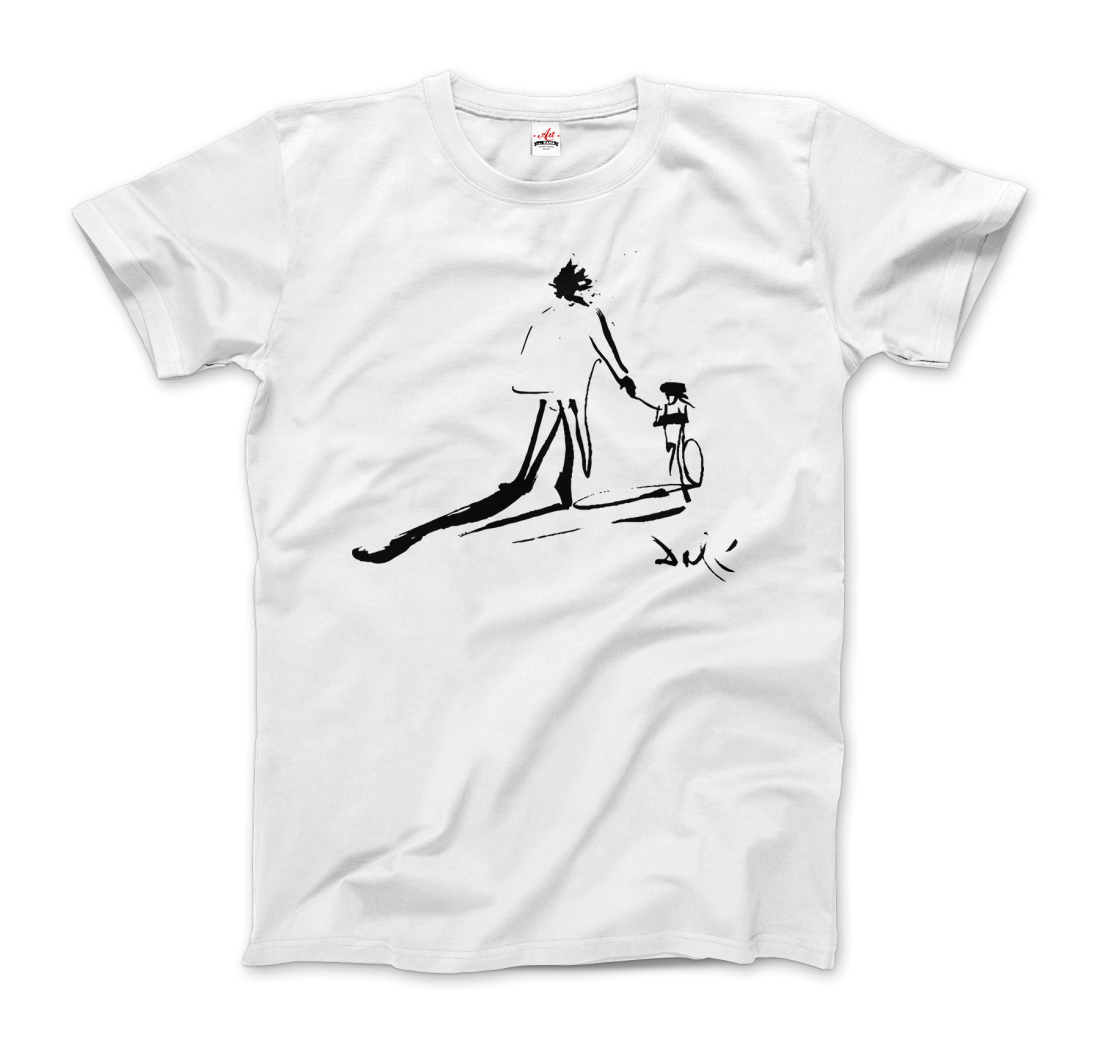 Salvador Dali Sketch, Childhood with Father Riding a Bike 1971 t-shirt by Art-O-Rama Shop