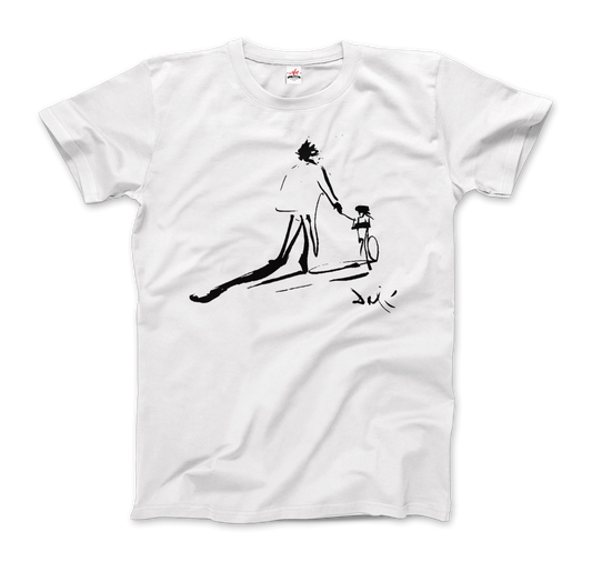 Salvador Dali Sketch, Childhood with Father Riding a Bike 1971 t-shirt by Art-O-Rama Shop