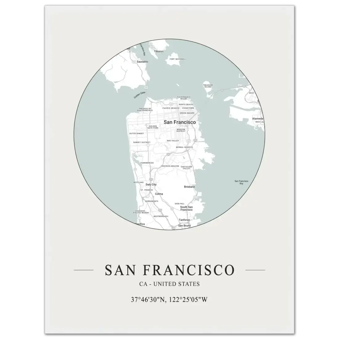 San Francisco, United States minimalist map poster by Art-O-Rama Shop