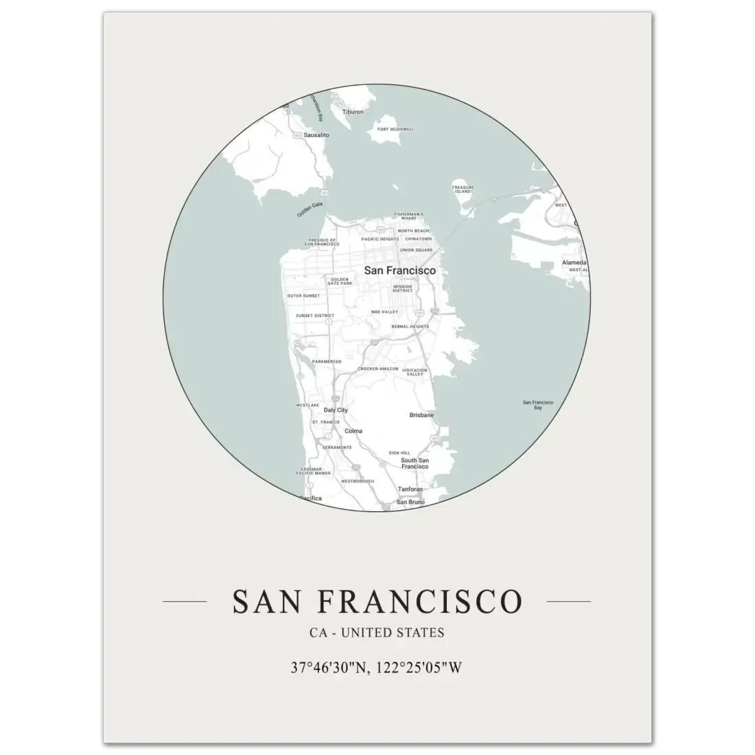 San Francisco, United States minimalist map poster by Art-O-Rama Shop