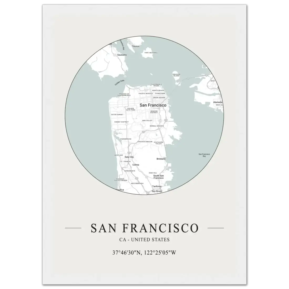 San Francisco, United States minimalist map poster by Art-O-Rama Shop