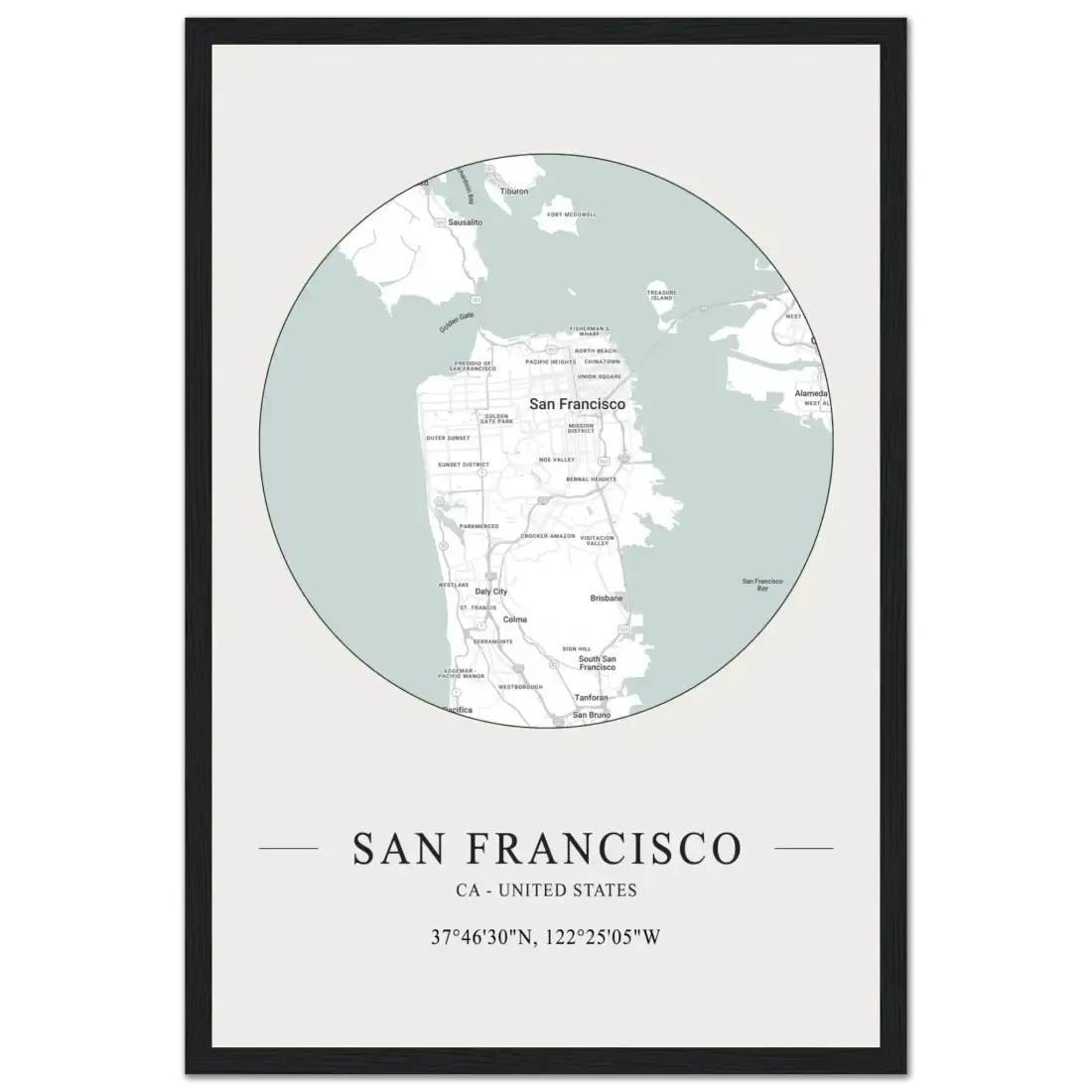 San Francisco, United States minimalist map poster by Art-O-Rama Shop