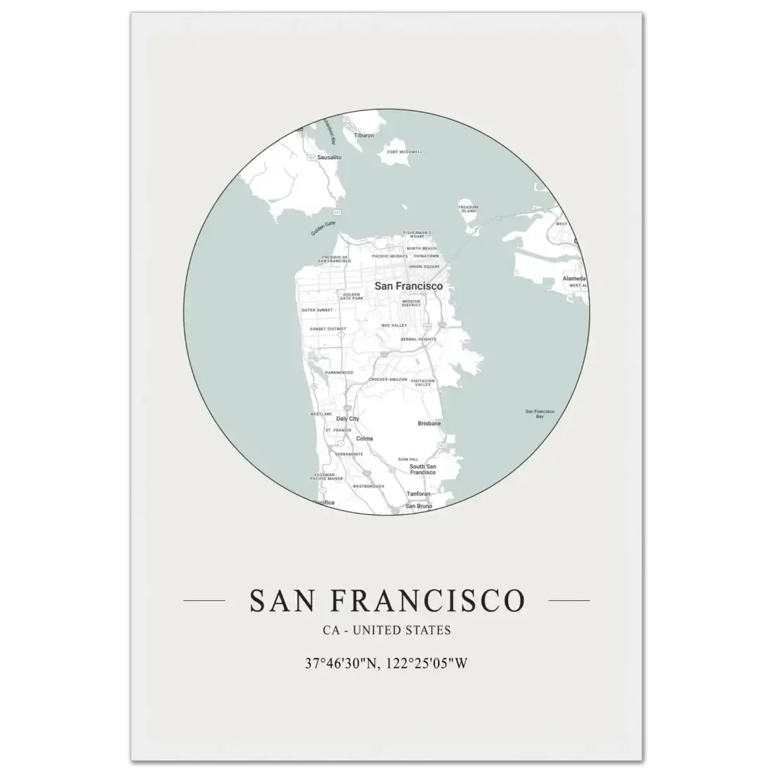 San Francisco, United States minimalist map poster by Art-O-Rama Shop