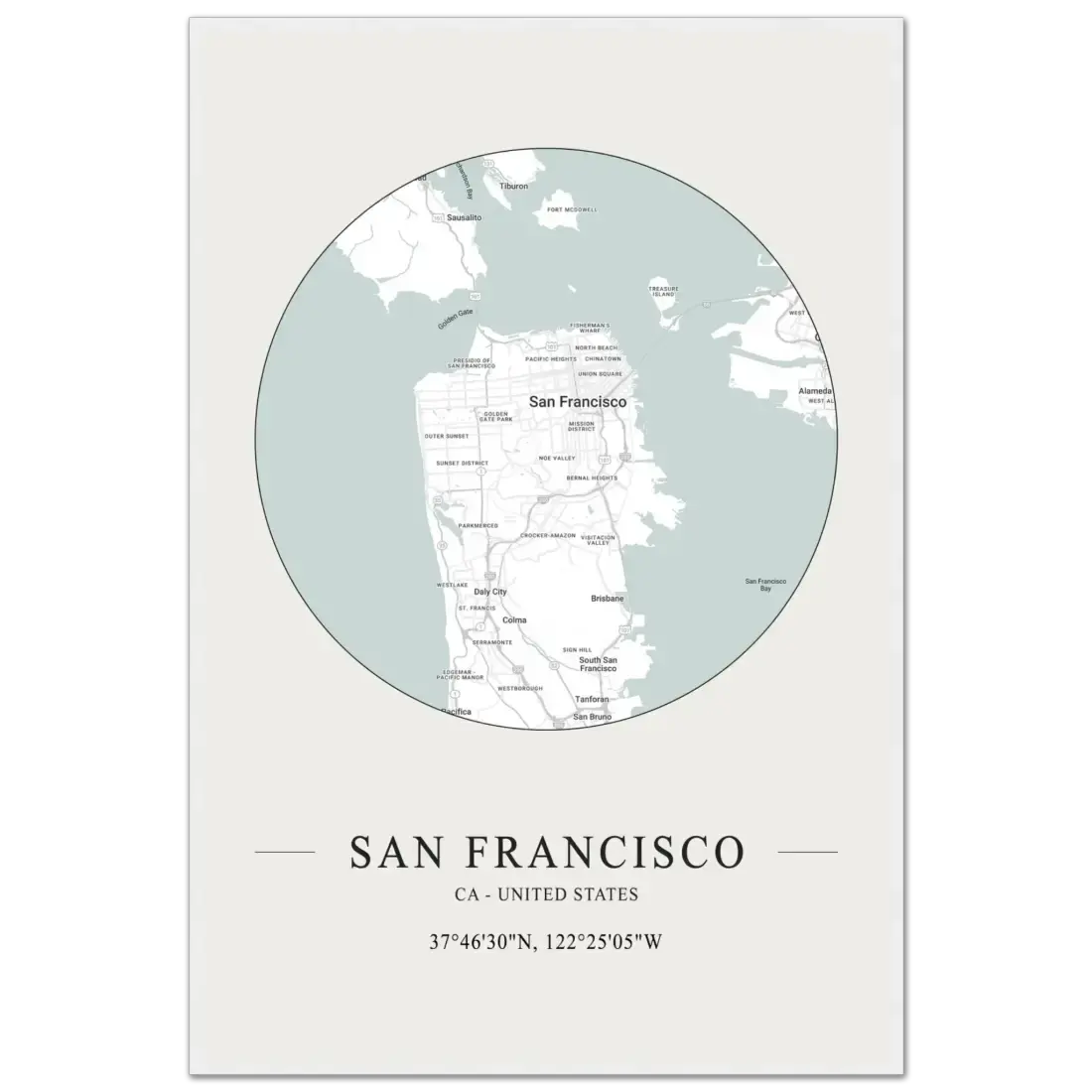 San Francisco, United States minimalist map poster by Art-O-Rama Shop