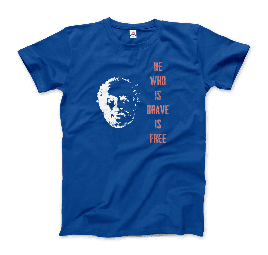 Seneca Famous Stoic Quote- He Who is Brave is Free t-shirt by Art-O-Rama Shop